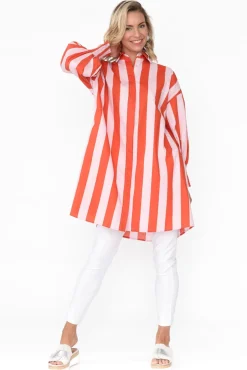 Cotton Tops<Label Of Love Kalani Pink Stripe Cotton Tunic