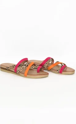 Slides<Laguna Quays Kalua Fuchsia Cheetah Strappy Slide