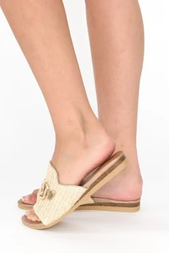 Slides<Laguna Quays Kandy Beige Raffia Buckle Slide