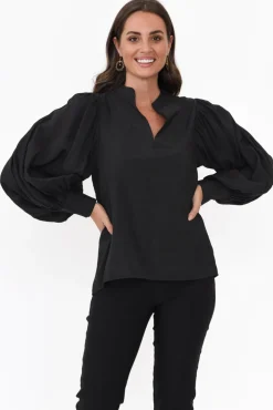 Cotton Tops<Cali and Co Kane Black Cotton Blend Top