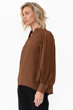 Cotton Tops<Cali and Co Kane Chocolate Cotton Blend Top