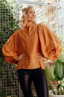 Cotton Tops<Cali and Co Kane Rust Cotton Blend Top