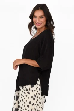 Linen Tops<Talia Benson Kara Black Linen Top