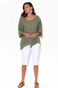 Linen Tops<Talia Benson Kara Khaki Linen Top
