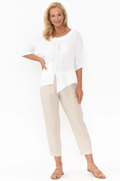 Linen Tops<Talia Benson Kara White Linen Top
