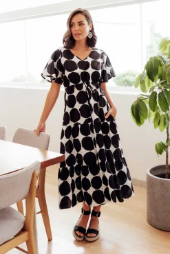 Cotton Dresses<Slate the Label Kasey Black Spot Cotton Poplin Dress