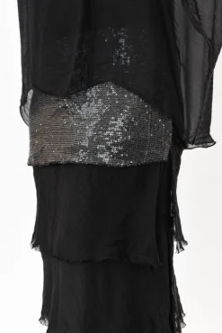 Maxi Dresses<La Strada Katerina Black Sequin Silk Overlay Maxi Dress