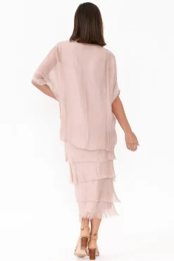 Midi Dresses<La Strada Katerina Blush Sequin Silk Overlay Maxi Dress