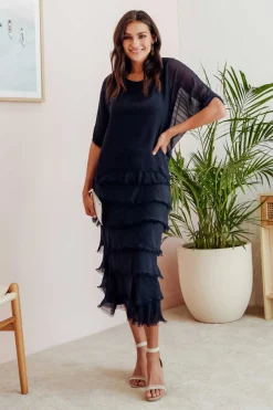 Maxi Dresses<La Strada Katerina Navy Silk Overlay Maxi Dress
