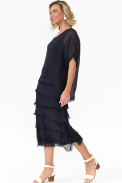 Maxi Dresses<La Strada Katerina Navy Silk Overlay Maxi Dress