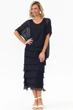 Maxi Dresses<La Strada Katerina Navy Silk Overlay Maxi Dress