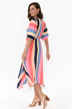 Midi Dresses<Yh and Co Keanu Carnival Stripe V Neck Dress