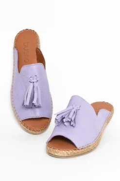 Slides<Bueno Keilor Lilac Leather Tassel Slide