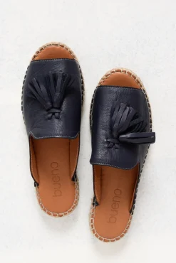 Slides<Bueno Keilor Navy Leather Tassel Slide