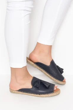 Slides<Bueno Keilor Navy Leather Tassel Slide