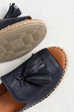 Slides<Bueno Keilor Navy Leather Tassel Slide