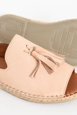 Slides<Bueno Keilor Nude Leather Tassel Slide
