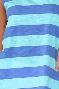 Cotton Tops<Betty Basics Keira Aqua Stripe Cotton Tank