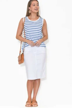 Cotton Tops<Betty Basics Keira Blue Stripe Cotton Tank