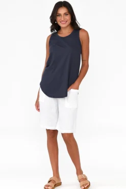 Cotton Tops<Betty Basics Keira Navy Cotton Tank