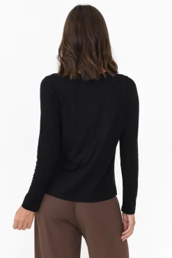 Sleeved Tops<Lou Lou Kelly Black Bamboo Ribbed Top