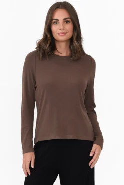 Sleeved Tops<Lou Lou Kelly Chocolate Bamboo Ribbed Top