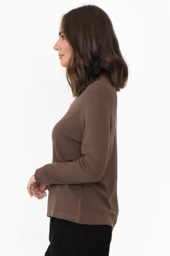 Sleeved Tops<Lou Lou Kelly Chocolate Bamboo Ribbed Top