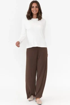 Sleeved Tops<Lou Lou Kelly Cream Bamboo Ribbed Top