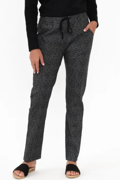 Pants<Cali and Co Kent Charcoal Leopard Pant