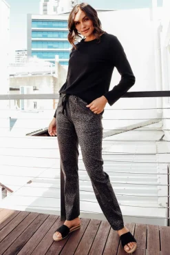 Pants<Cali and Co Kent Charcoal Leopard Pant
