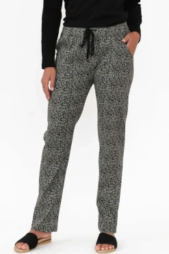 Pants<Cali and Co Kent Khaki Leopard Pant