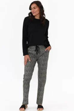 Pants<Cali and Co Kent Khaki Leopard Pant