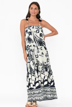 Cotton Dresses<Hammock u0026 Vine Kenya Navy Abstract Cotton Maxi Dress