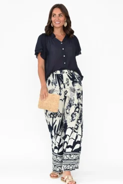 Pants<Hammock u0026 Vine Kenya Navy Abstract Wide Leg Pants