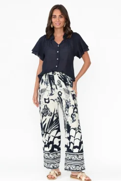 Pants<Hammock u0026 Vine Kenya Navy Abstract Wide Leg Pants