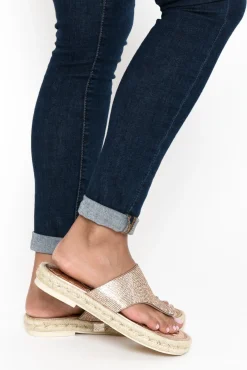 Slides<Lav-ish Kenzie Rose Gold Diamante Slide