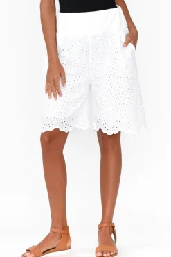 Shorts<La Strada Keziah White Embroidered Cotton Short