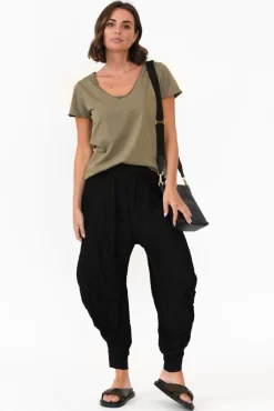 Cotton Tops<Elm Khaki Cotton Fundamental Vee Tee