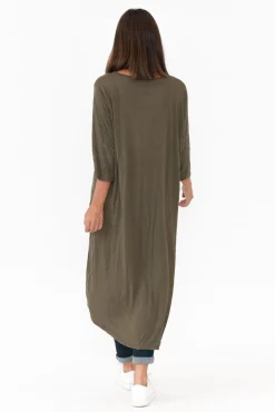Cotton Tops<Cotton Village Khaki Crinkle Cotton Asymmetric Tunic