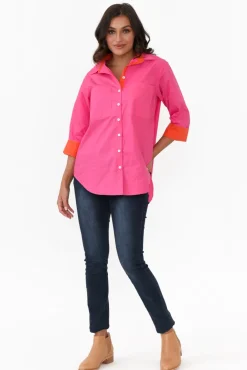 Cotton Tops<Soul Sparrow Kingsley Hot Pink Cotton Shirt