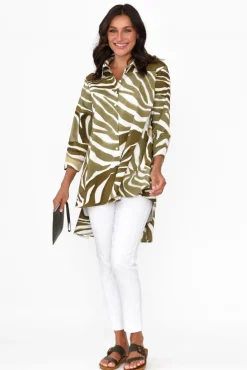 Cotton Tops<Tirelli Kinley Green Swirl Cotton Tunic