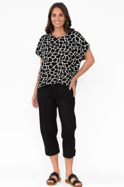 Sleeved Tops<Bamboo Whispers Kirby Black Geo Bamboo Tee