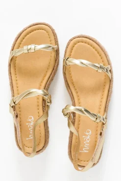 Heeled Sandals<Hinako Kirra Gold Leather Platform Sandal