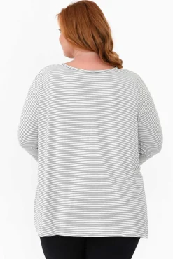 Sleeved Tops<Tirelli Kylen Black Stripe Swing Top