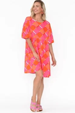 Above Knee Dresses<Label Of Love Kylo Pink Geometric Dress