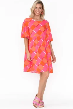 Above Knee Dresses<Label Of Love Kylo Pink Geometric Dress