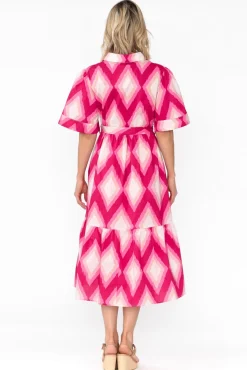 Cotton Dresses<Liberty Rose Ladonna Pink Geo Cotton Shirt Dress