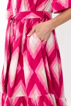 Cotton Dresses<Liberty Rose Ladonna Pink Geo Cotton Shirt Dress