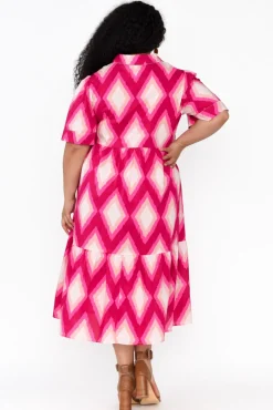 Cotton Dresses<Liberty Rose Ladonna Pink Geo Cotton Shirt Dress