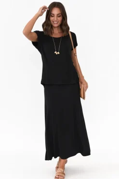 Skirts<Bamboo Body Lana Black Bamboo Cotton Maxi Skirt